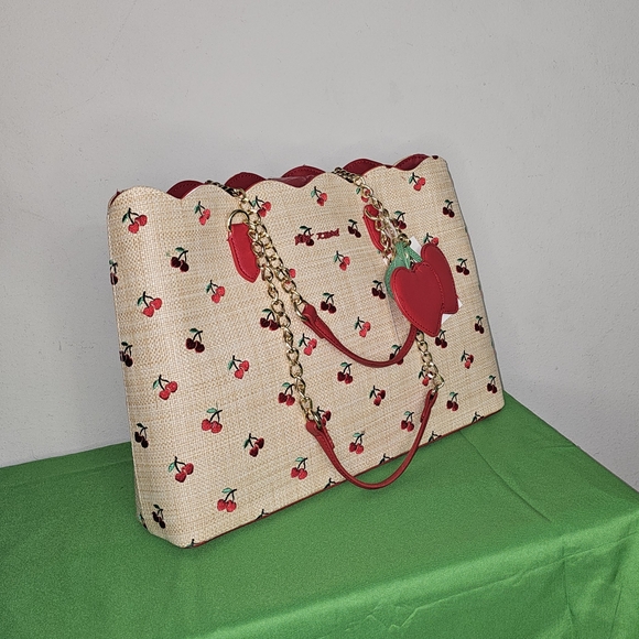 Betsey Johnson Beige Cherry Shoulder Bag - Picture 12 of 13
